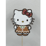Hello Kitty cutout on a stick with a gingerbread dress