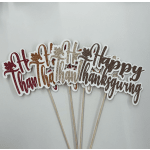 Glittery Thanksgiving and thank-you cake toppers on sticks