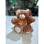 Brown plush teddy bear with a satin bow