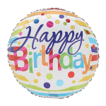 Polka-dot Happy Birthday 18" Mylar Balloon