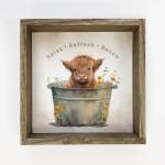 Highland Calf in Metal Tub
