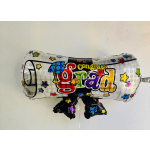 Graduation-themed foil balloon with colorful stars