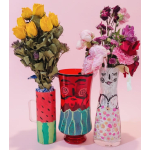 Painted pairs "Mamasita with macho melon man" vases w/a gift bouquet inside