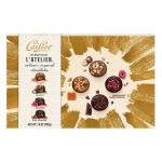 Box of assorted artisan chocolates with gold packaging