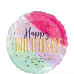 Watercolor Pastel "Happy Birthday" Mylar Balloon
