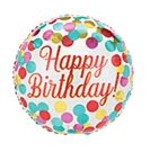 18" White Polka Dot Happy Birthday