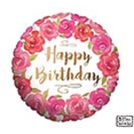 18" Rose Happy Birthday Mylar