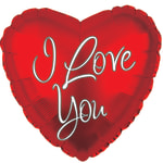 Red heart-shaped balloon with the words I Love You