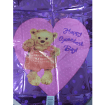 Pink heart-shaped balloon with a teddy bear and "Happy Sweetest Day" text