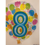 Colorful balloon-shaped foil decoration with a large number 8