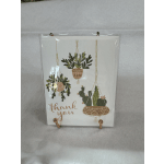 Thank you card with hanging potted plants and cacti illustration