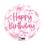 18" Pink Bow Happy Birthday Mylar