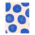Birthday card with blue circular spots and the words yay for your birthday on a pale background