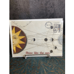 Decorative card with a sun illustration and astronomy diagram