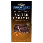Box of Ghirardelli salted caramel dark chocolate squares