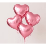 4 Heart Metallic Balloons