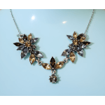 Antique Glass flowers necklace (24 inches sterling silver chain)