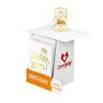 Birthday card box with a teddy bear topper