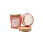 Two caramel pecan candles with wooden lids on a white background