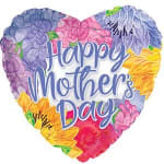 Heart-shaped Mother's Day balloon with colorful flowers and text