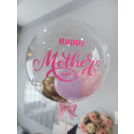 Clear balloon with pink "Happy Mother's Day" text and pastel balloons inside