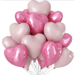 Cluster of pink and pale heart-shaped balloons
