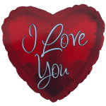 Red heart-shaped balloon with the words "I Love You"
