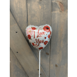 Heart-shaped balloon with "I Love You" text and floral graphics