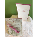 Two Mother’s Day greeting cards with pink floral designs on a fabric surface