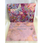 Birthday card with colorful butterfly and flower designs