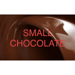 Close-up of melted chocolate with the words "SMALL CHOCOLATE" overlaid