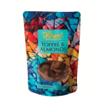 Bag of toffee and almonds chocolates with colorful packaging