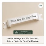 White ribbon banner with customizable message text