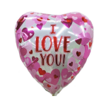 Heart-shaped balloon with "I LOVE YOU!" text and pink hearts