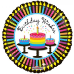 Birthday Wishes balloon with colorful cake and candles