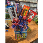 Candy bouquet with Hershey's, Snickers, Reese's, and Kit Kat bars