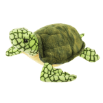 Plush green sea turtle toy on a white background