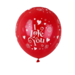 Red balloon with "I Love You" text and heart patterns