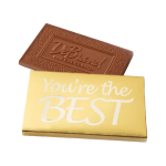 Gold chocolate bar gift reading You’re the Best with an embossed milk chocolate bar beside it