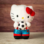 Hello Kitty plush holding a soccer ball