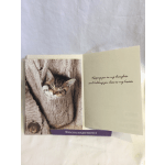 A sympathy card with a sleeping kitten and an encouragement message