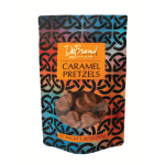 Bag of caramel pretzels with a clear window