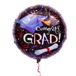 Round graduation balloon with a cap and "Congrats Grad" text