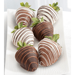 Chocolate-covered strawberries on a white tray