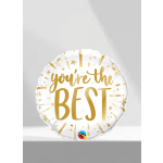 Round white balloon with gold "you're the BEST" text