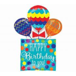 Birthday card with three colorful balloons and a "Happy Birthday to you!" message