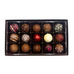 Box of assorted decorated chocolate truffles