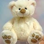 Cream teddy bear with a ribbon bow