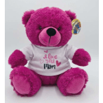 9" Hot Pink I Love You Mom Bear