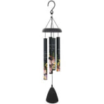 Black hanging wind chime with floral print tubes